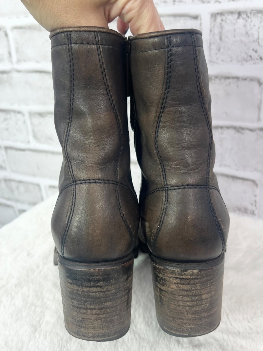 🦅FREEBIRD BY STEVEN • Cavalier Brown Leather Lace Up Combat Ankle Boots Size 8 - Picture 4 of 15